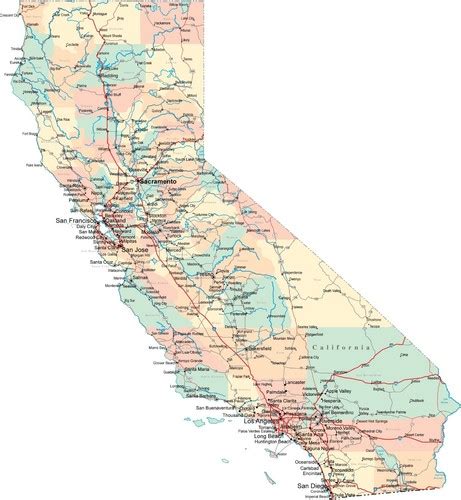 California State Road City Map Glossy Poster Picture Photo Los Angeles