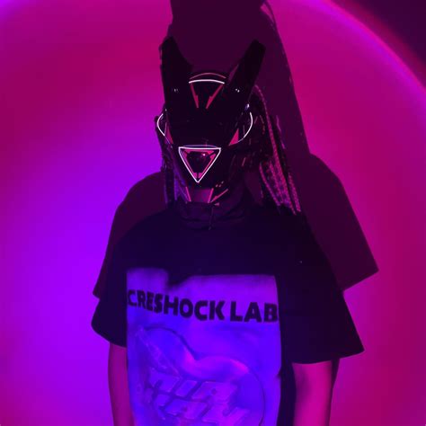 Punk Girl Futuristic Helmet Mask With Purple Red Wigs