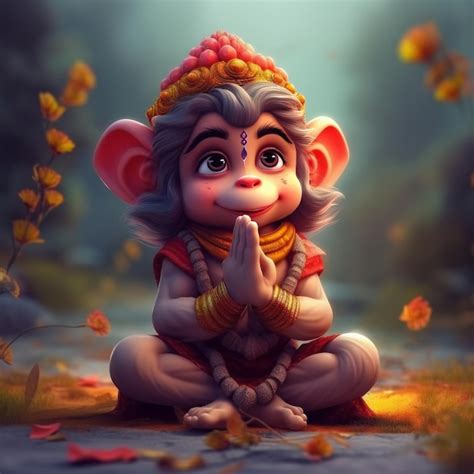 Premium Photo Super Cute Baby Hanuman Praying With Folded Hands