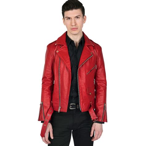 Red Leather Jacket Men S High Quality And Fashionable