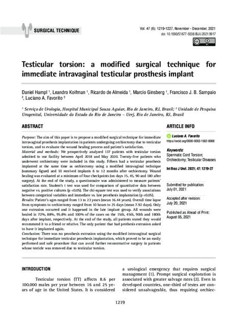 Fillable Online Testicular Torsion A Modified Surgical Technique For