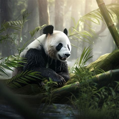 Premium Photo | Giant Panda in its Bamboo Forest Paradise