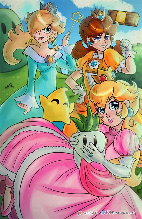 Peach, Daisy and Rosalina by Laurence-L on DeviantArt