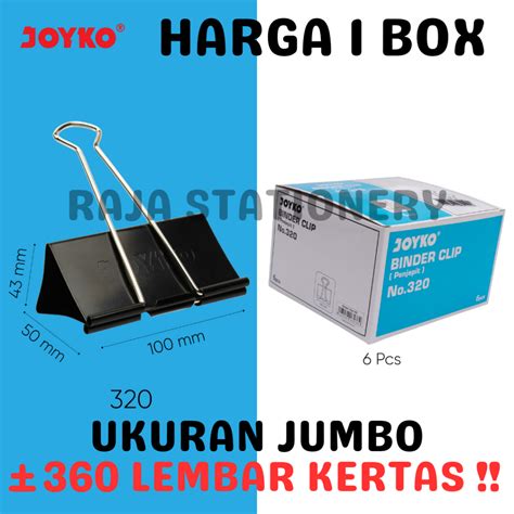 Jual Joyko Binder Clip 320 100mm JUMBO Klip Penjepit Kertas BESAR No