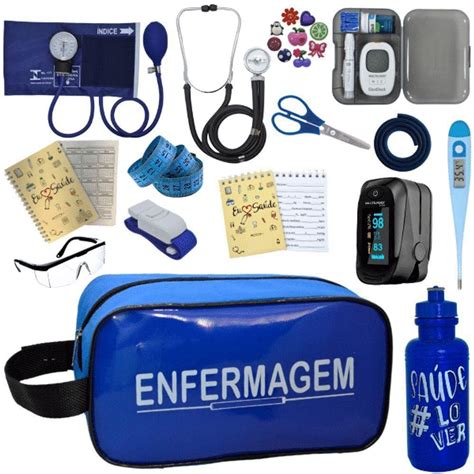 Kit Enfermagem Azul Medidor Pressao E Esteto Duplo Adulto E