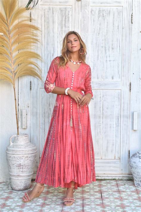 Moonstone Hot Coral Dress Mila Hot Lava