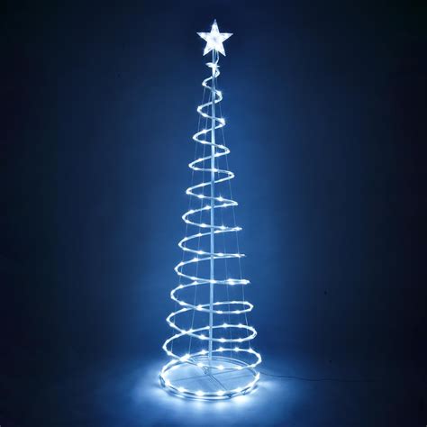 Yescom 6ft 182 Led Spiral Christmas Tree Light Star Topper Cool White Battery Powered Indoor