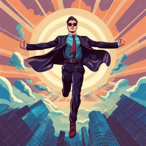 Premium Ai Image Illustration Of A Businessman As A Super Hero Flying