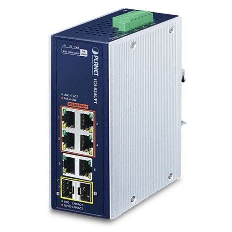 IGS 614HPT DIN Rail Unmanaged Gigabit PoE Switch PLANET Technology