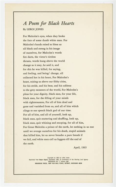 Broadside No. 7: A Poem for Black Hearts | National Museum of African