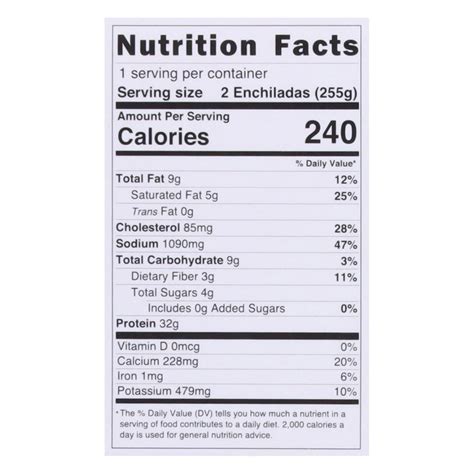 Realgood Foods Co Chicken Enchiladas Nutrition Facts