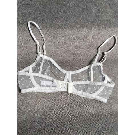 Áo Bra Ren Nữ Bralette Sexy LA PERBRA Lingerie 2 Dây Chấm Bi Xuyên Thấu Bra Có Gọng Không Mút