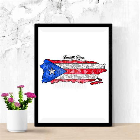 Puerto Rico Stained Glass Digital Map Commercial Use Etsy
