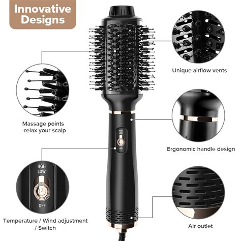3 In 1 Hair Dryer Hot Air Brush Styler Volumizer One Step Hair Straightener Curler Electric