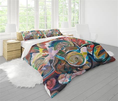 Abstract Art Duvet Cover Or Comforter Artsy Colorful Bedding Etsy