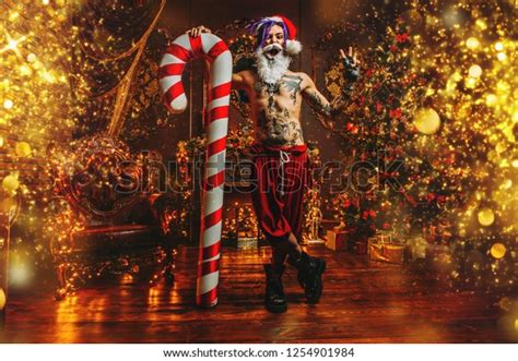Bad Santa Concept Portrait Nude Tattooed Stock Photo Shutterstock