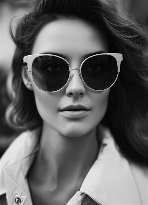 Lexica Women 40 Years Big Glasses Black White Photo Future Style 8k