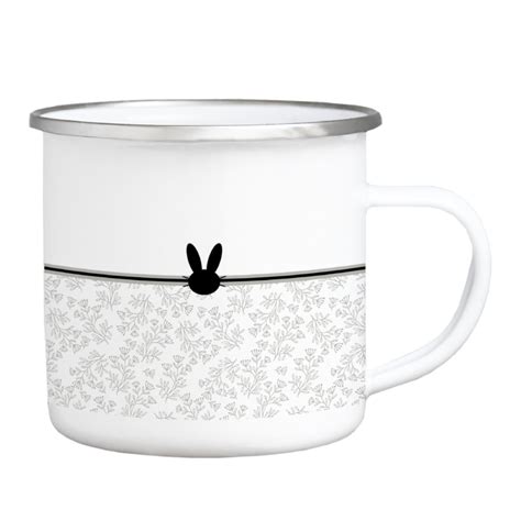 Emaille Becher Schwarzer Hase Kopf Tasse Ostern Freundschaft Mini