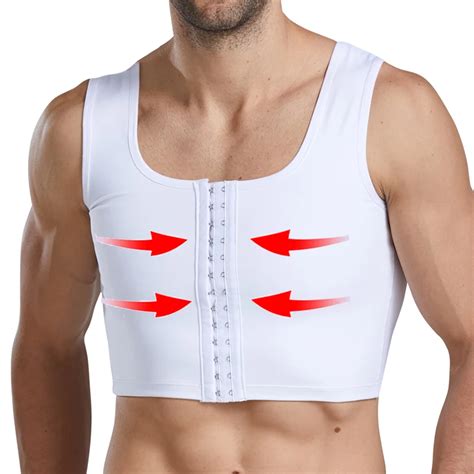 Mens Gynecomastia Chest Shaper Vest For Boobs Flatten Brace Support