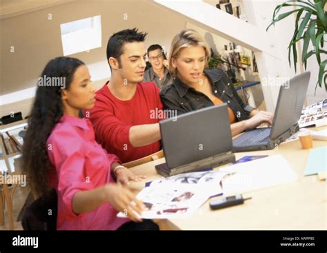 people working  laptops  office close  stock photo alamy