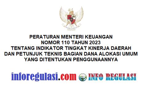 PMK NOMOR 110 TAHUN 2023 TENTANG INDIKATOR TINGKAT KINERJA DAERAH DAN