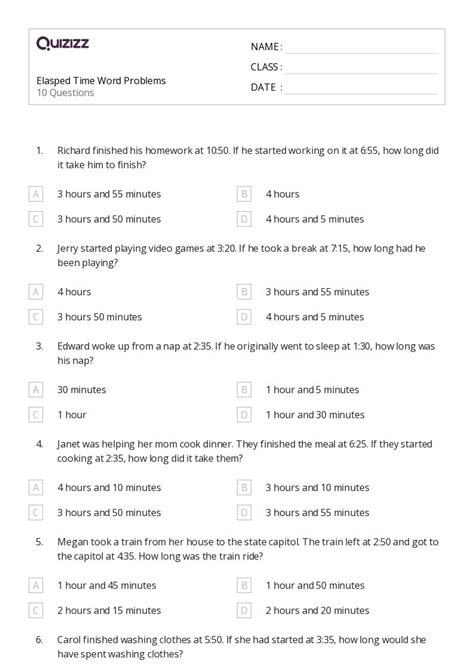 50 Time Word Problems Worksheets For 4th Grade On Quizizz Free