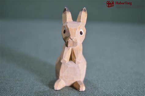 Купить Статуэтка деревянная фигурка "Заяц зайчик". Резьба. Дерево. СССР ...