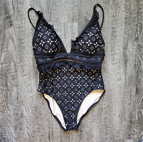 J Crew Swim Nwot J Crew Black And Nude Eyelet Swimsuit Poshmark