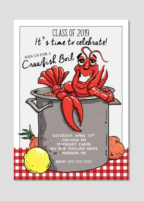 Crawfish Boil Invitation Crawfish Graduation Party Generic Etsy
