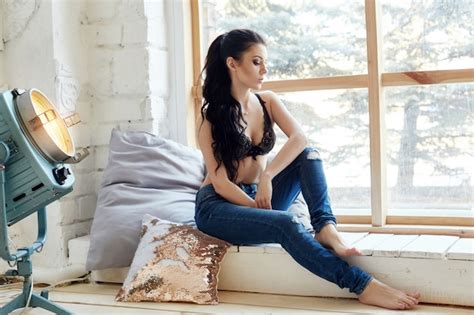 Premium Photo Sexy Nude Brunette In Bedroom In Lingerie Perfect Figure And Body Of Woman