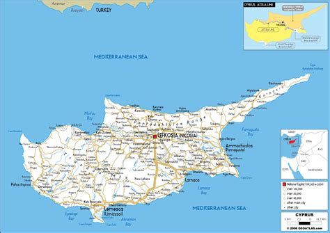 large size road map  cyprus worldometer