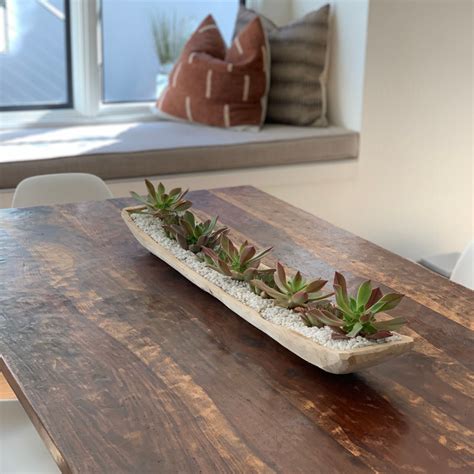 Table Succulents Planter Centerpiece Plant Decor Wooden Succulent