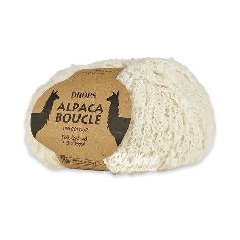 Włóczka DROPS Alpaca Bouclé [0100] [uni] [Ecru] - Pasmanteria Olimori