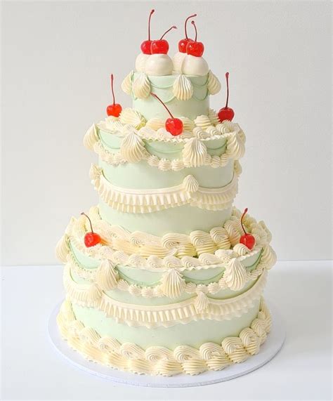 Vintage Three Tiered Cherry Cake At Lily Vanilli Bakery London