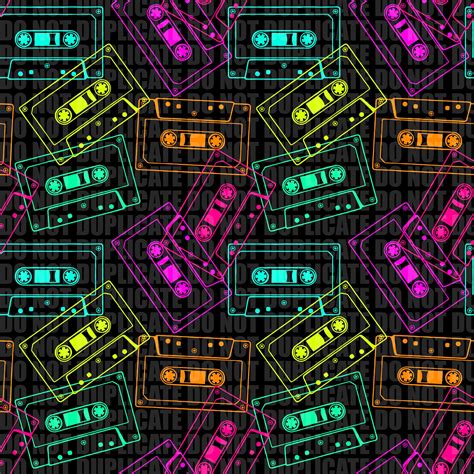 Neon Cassette Tapes Seamless Pattern Etsy