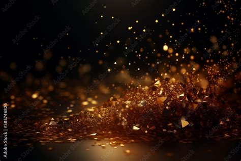 Glittering Gold Dust Background on a dark background with gold ...