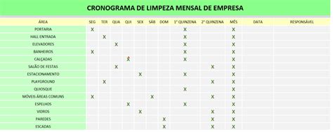 Cronograma De Limpeza Empresa Em Excel Grátis Smart Planilhas