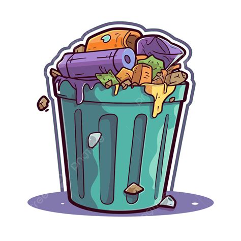 Sampah Kartun Dalam Clipart Kaleng Vektor Tempat Sampah Stiker