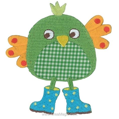 Ecusson Brod Oiseaux Patch Vert De Mlwd Motif Thermocollant