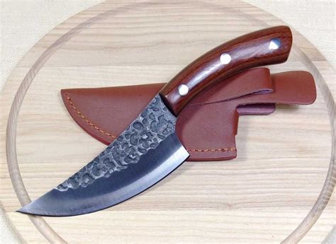 Разделочный кованый нож ручной работы + чехол из натуральной кожи: 1 ...