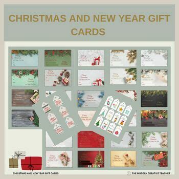 Christmas and New Year Gift Cards by Bees and flowers | TPT