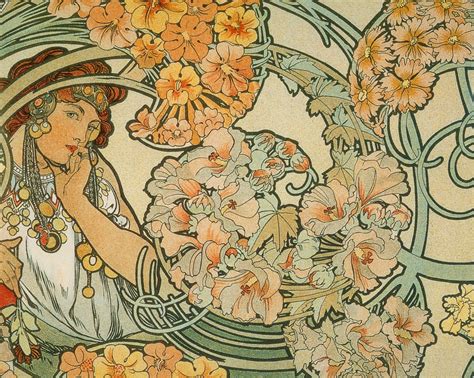 Alphonse Mucha Langue Des Fleurs Fond D Cran Art Nouveau X