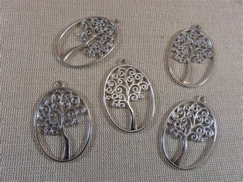 Pendentifs Arbre De Vie Ovale M Tal Argent Lot De Breloques