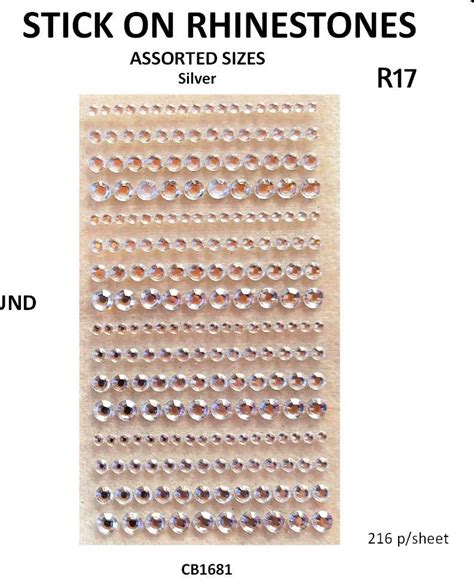 R Stones Stick On ROUND ASS SIZES SML SILVER Goeters Uit My Hart