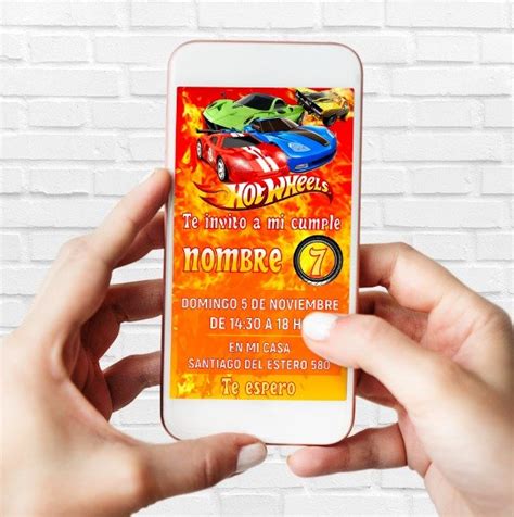 Invitaci N Tarjeta Digital Para Personalizar Hot Wheels Wook Imprimibles