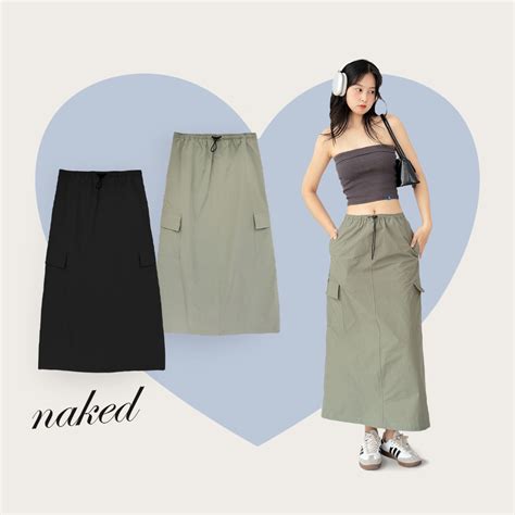 Chân váy vải dù túi hộp cạp chun co dãn Naked by V Parachute Skirt Shopee Việt Nam