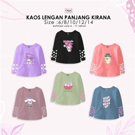 Jual Baju Kaos Lengan Panjang Anak Kuromi Sanrio Usia Tahun