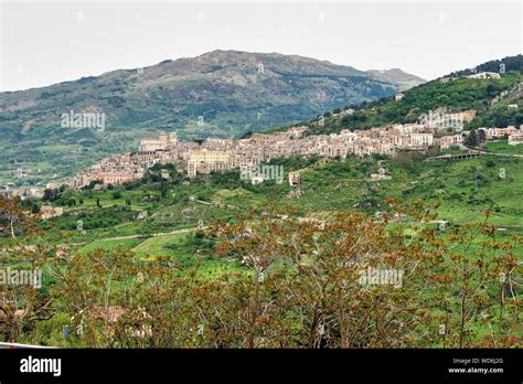 The Hilltop Village Of Petralia Sottana Against The Backdrop Of The