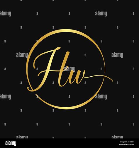 HW Script Logo Design Vector Template Initial Calligraphy Letter HW