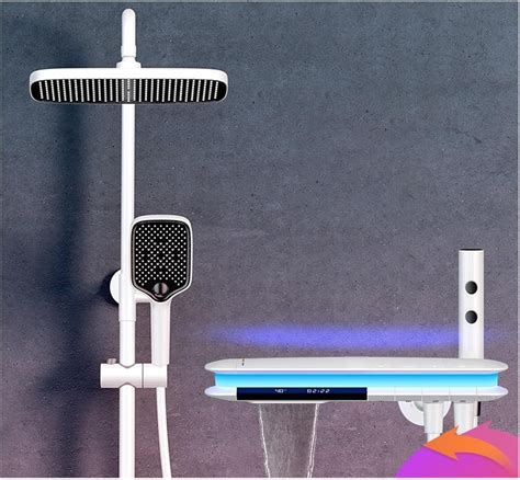 Rainfall Shower System LED Digital Bath Shower Set Bathroom Hot Cold Mixer Shower System Wall